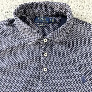 Polo Ralph Lauren Polo Shirt Mens XL‎ Blue Custom Slim Fit Geometric Dot Print